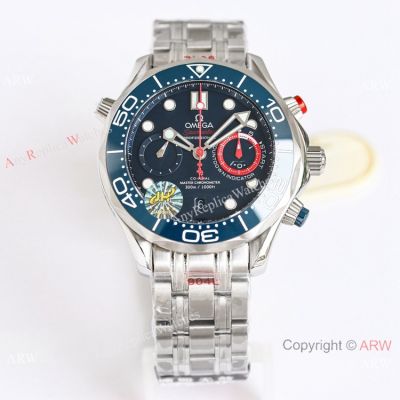 Swiss Replica Omega Seamaster Diver 300m America's Cup Watch Steel Blue Dial